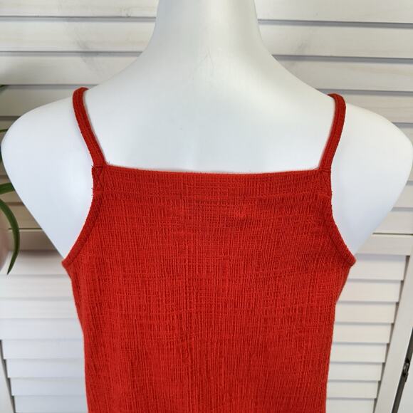 Madewell Texture & Thread Red-Orange Apron Tank Top Square Neck Spaghetti Size S - Picture 7 of 10